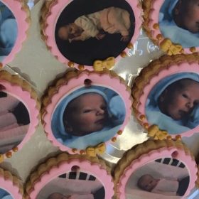 Edible print baby photo biscuits